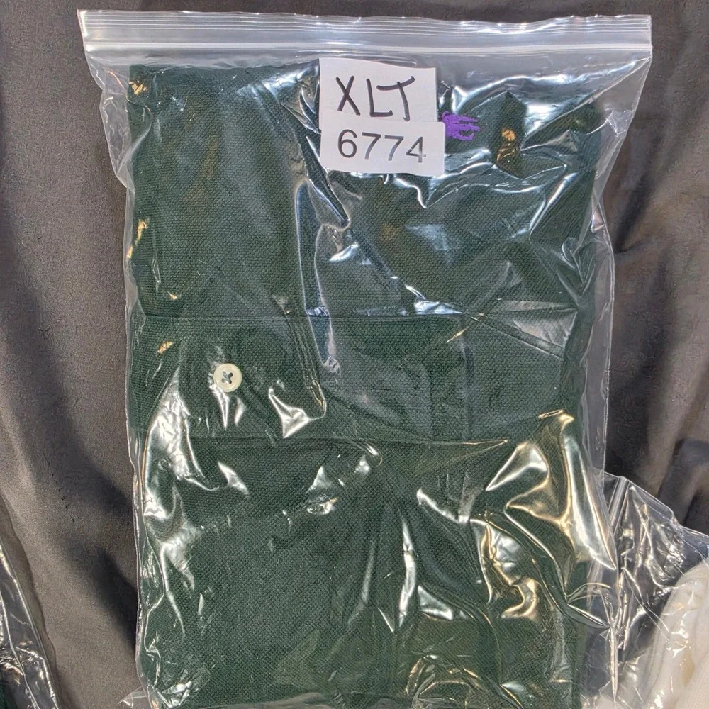 Polo Ralph Lauren Mens XLT Long Sleeve Polo Shirt Green Purple Pony Logo Pique